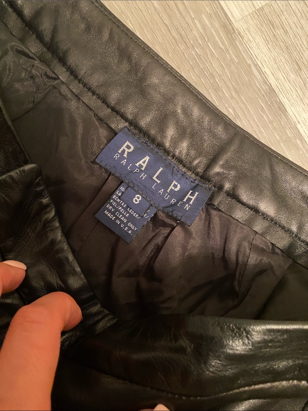 Ralph  Lauren Black straight Leg  tapered pants lamb skin  luxury Leather size 8 - Picture 5 of 8